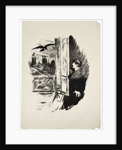Illustration for the poem Le Corbeau (The Raven) by Edgar Allan Poe, 1875 by Anonymous
