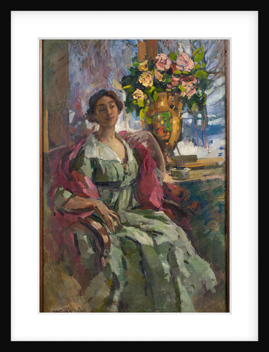 Woman with bouquet of roses, 1921 by Anonymous
