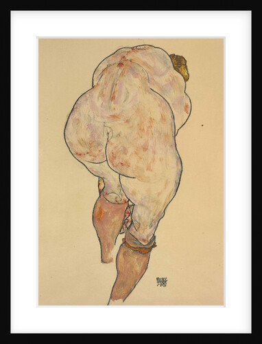 Female Nude Pulling up Stockings, Back View, 1918 by Anonymous