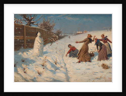 Throwing snowballs by Anonymous