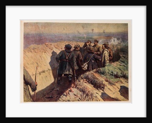 Stalin, Voroshilov and Shchadenko in the trenches of Tsaritsyn, 1934 by Anonymous