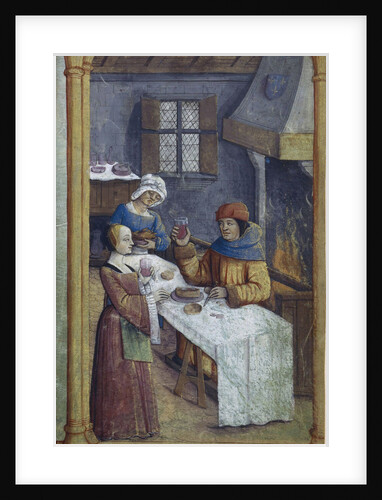 The maids. Miniature from Livre dheures , Late 15th cen by Anonymous