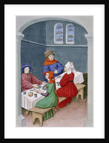 The meal. Miniature from The Decameron by Giovanni Boccaccio, 1432 by Anonymous