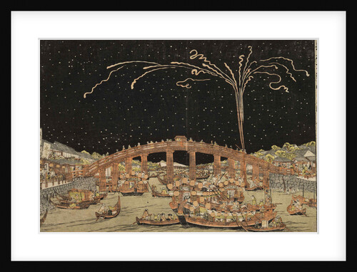 Fireworks Like Flowers in Bloom at Ryogoku Bridge, 1770-1779 by Anonymous