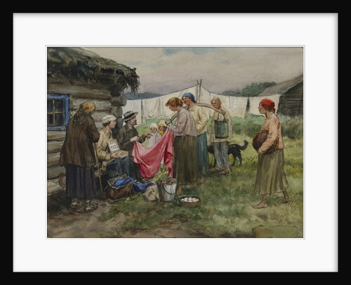 Hungry years in Petrograd. Changing merchandise for provisions in a village near a railway station by Anonymous