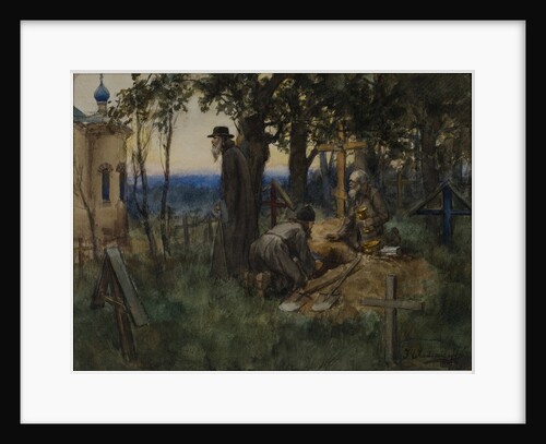 The clergymen hiding church treasures in a new grave in a cemetery, 1922 by Anonymous