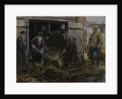 A group of Russian priests forced to clear the barrack stables, 1918 by Anonymous