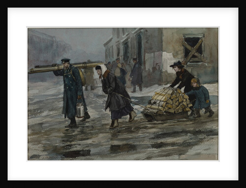 A family of an engineer dragging home some fuel, 1919 by Anonymous