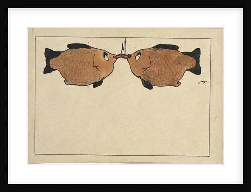 Untitled (Two fishes, a hook, a worm), 1901 by Anonymous