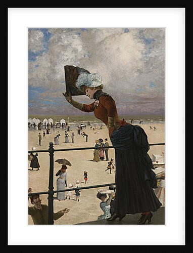 Lady on the walkway of a seaside resort, 1883 by Anonymous