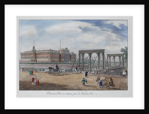 View of the Chain Panteleimonovsky Bridge near the Summer Garden in Saint Petersburg, 1825 by Anonymous