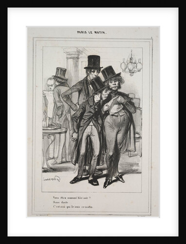 Vous étiez nommé hier soir?…, from the series Paris Le Matin, 1839 by Paul Gavarni