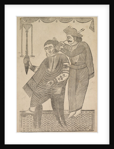 A Barber Cleaning the Ear of a Courtesan, 1800s by Shri Gobinda Chandra Roy