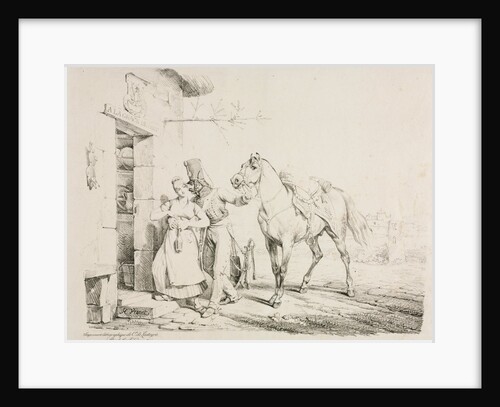 A Hussar Embracing a Servant by Horace Vernet