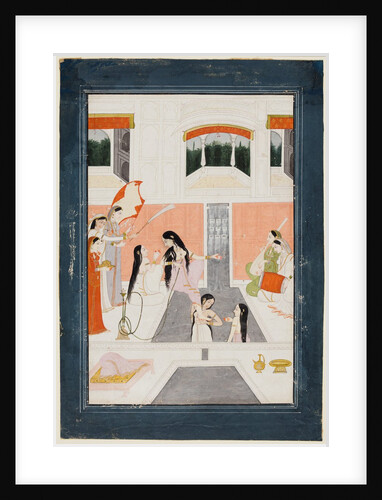 A lady at her toilette listens to music by the side of a palace water cascade, c. 1780 by Unknown