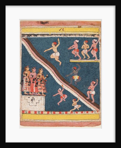 A page from Rasikapriya of Kesava Das: Krishna and the Gopas Dive into a pond, c. 1640 by Unknown