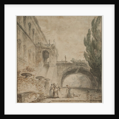 A Palace with an Arched Bridge, 1760 by Hubert Robert
