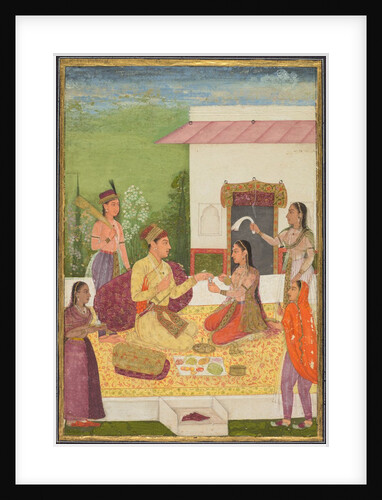 A prince conversing with a woman while taking refreshments on a terrace…, c. 1710-1720 by Unknown