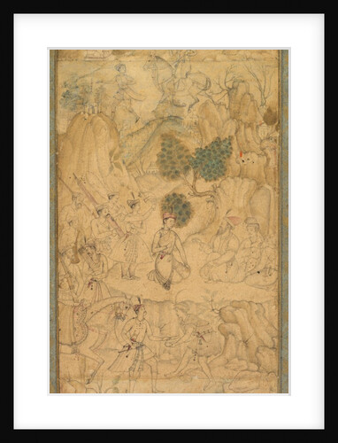 A prince visiting a holy man in a rocky landscape, c. 1590 by Unknown