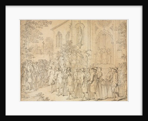 A Procession Entering a Church, 1700s by Hubert François Bourguignon Gravelot