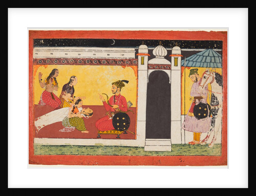 A woman faints before a prince, a night scene from a Madhavanala Kamakandala series, c. 1700 by Unknown