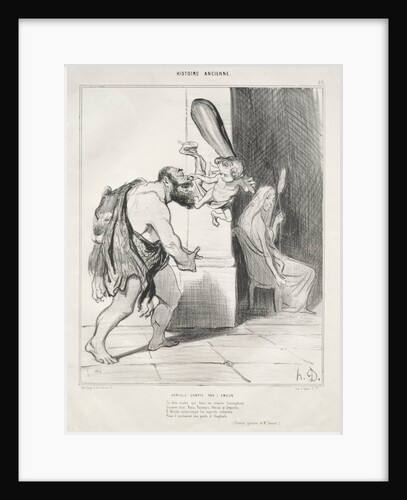 Ancient History, plate 25: Hercules Subdued by Cupid, 18 September 1842 by Honoré Daumier; Aubert