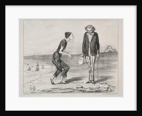 Aquatic Sketches, plate 8: Madame la Baronne, it is my honor…, 1853 by Honoré Daumier; Ch. Trinocq