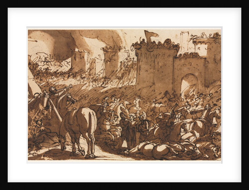 Battle Scene with a Fort by Antonio Tempesta