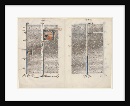 Bifolium from a Bible: Initial E[t factum est] with Ezekiel, c. 1290 by Unknown