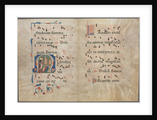 Bifolium from an Antiphonary: Initial M with Saint Dominic Preaching, c. 1320-1340 by Primo Miniatore di San Domenico