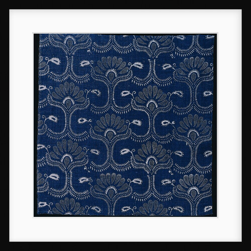 Blue Indigo Resist Print with Stylized Leaf Design, 1790 by Unknown