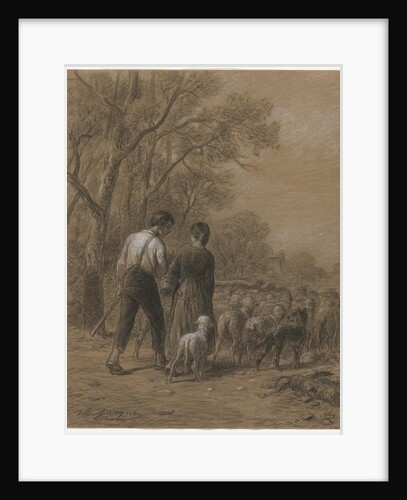 Bringing in the Sheep, 1800s by Charles-Émile Jacque