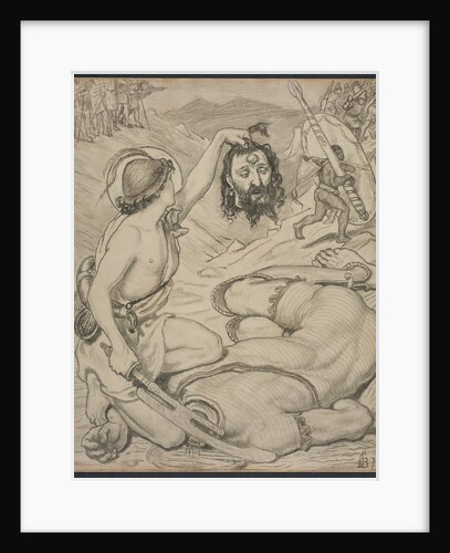David and Goliath, Cartoon for Stained Glass Window at Jesus College, Cambridge, 1872 by Ford Madox Brown