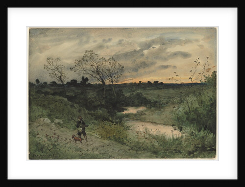 Dawn--Hunter with Dog, 1882 by Henri Joseph Harpignies