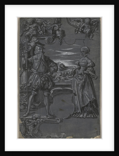 Design for Glass Painting: Man and Woman in Architectural Setting, second half 1500s by Tobias Stimmer (attributed to)