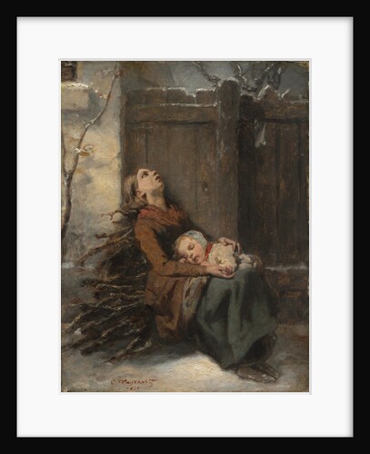 Destitute Dead Mother holding her sleeping Child in Winter, c. 1850 by Octave Tassaert