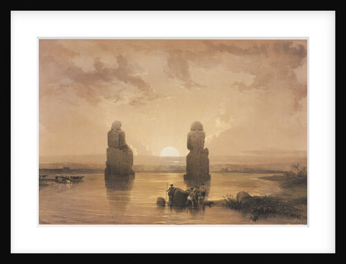 Egypt and Nubia, Volume II: Statues of Memnon at Thebes, during the Inundation, 1848 by Louis Haghe