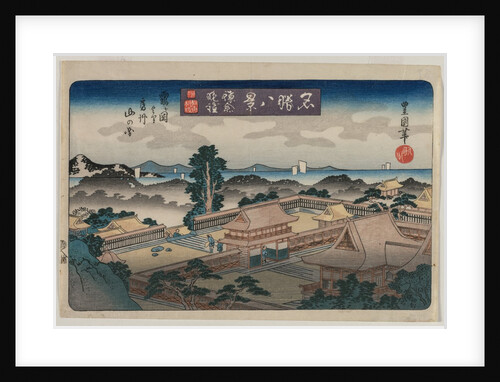 Eight Views of Famous Places: Evening Bell in Kamakura: The Mountains in Awa Province…, early 1830 by Utagawa Toyokuni II