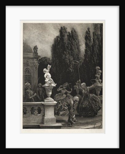 Essay on Stone with Brush and Scraper: Playing at Hoops on the Castle Terrace, 1851 by Adolph von Menzel