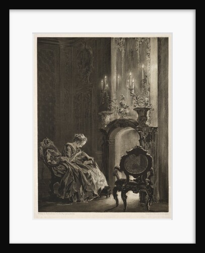 Essay on Stone with Brush and Scraper: Woman Reading at the Fireside, 1851 by Adolph von Menzel