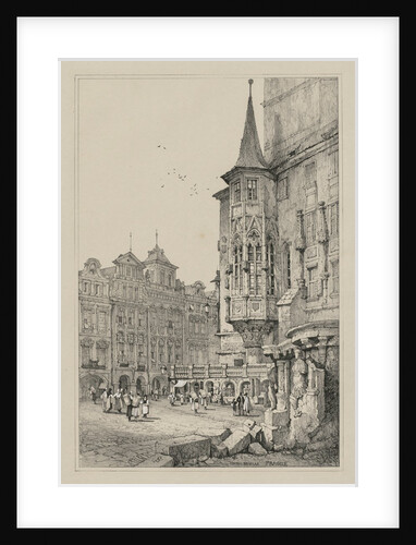 Facisimilies of Sketches made in Flanders and Germany: Hotel de Ville, Prague, 1833 by Samuel Prout