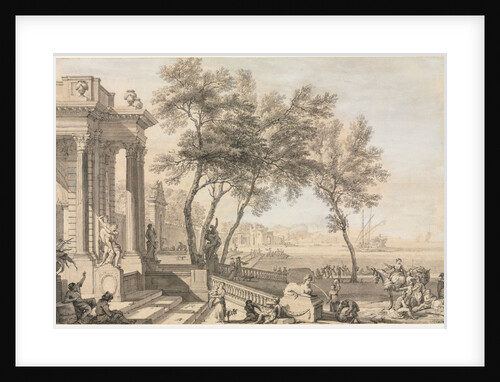 Fantastic Harbor Scene with Architecture and Figures, 1713 by Isaac de Moucheron