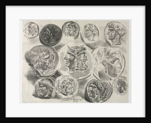 Feuille de douze médailles antiques, 1825 by Eugène Delacroix