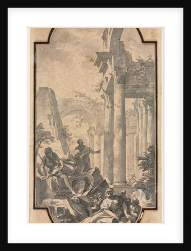 Figures Near the Ruins of a Corinthian Temple; Fragment of an Arch (ver by Andrea Locatelli