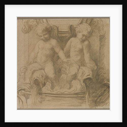 Fountain with Putti Riding Dolphins, last half 1800s by Alphonse Legros