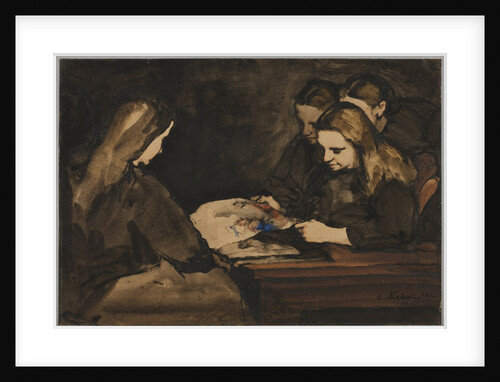 Four Girls Studying a Drawing, 1876 by Théodule Ribot