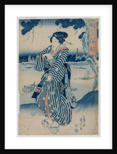 Geisha Standing on the Bank of the Sumida River…, early 1830s by Utagawa Kuniyoshi
