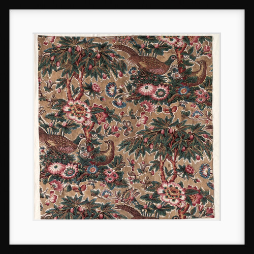 Glazed Chintz with Pheasant and Flower Design, c. 1816 by Bannister Hall