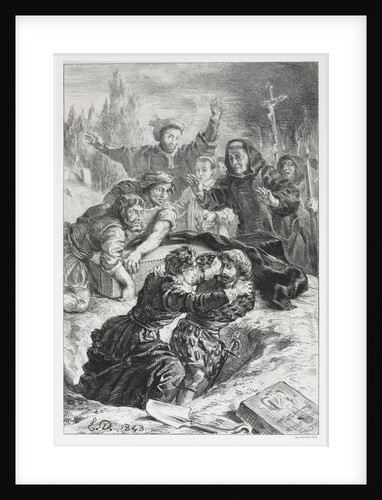 Hamlet: Hamlet and Laertes in the Grave of Ophelia, 1843 by Eugène Delacroix