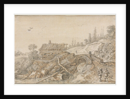 Hilly Landscape with Hut Beside a Stream, 1627 by van de Velde Esaias
